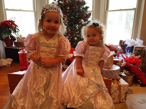 Ava and her cousin Bella in their new dresses from Nonnie