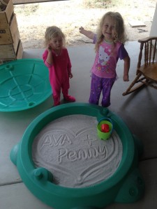 Marybeth got Ava and Penny some sand for the turtle our friend Sally got them. We are loving staying with the Mortons!