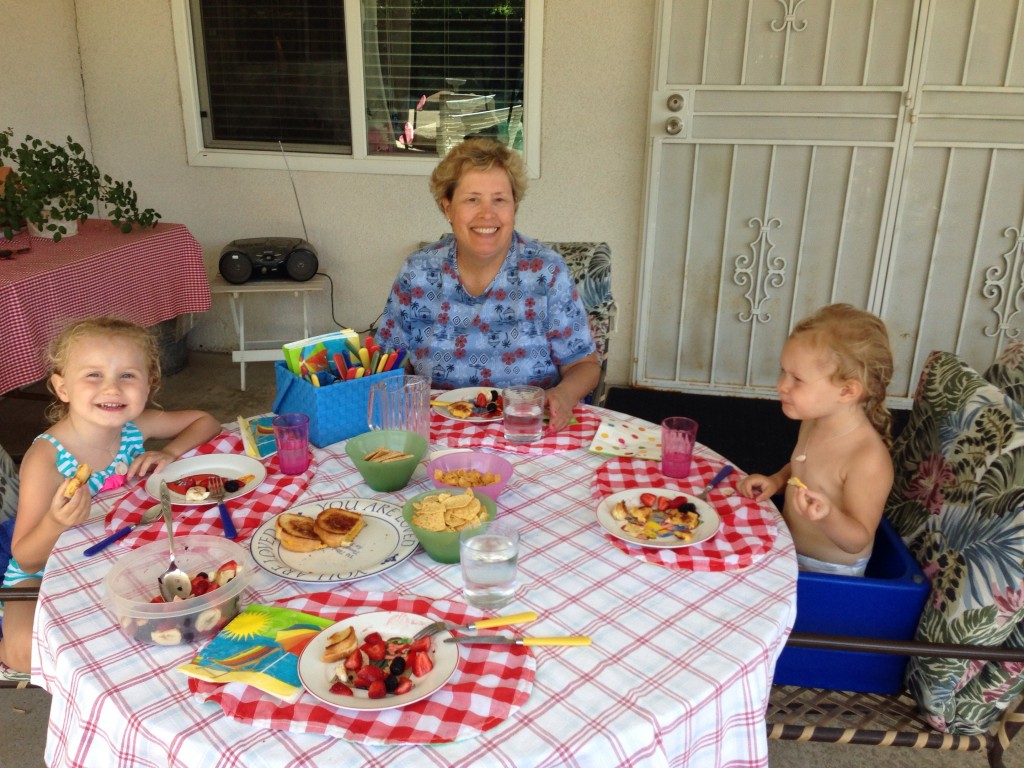 swimming at Auntie Suzy's with delicious snack and lunch
