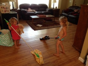 MaryBeth has Ava and Penny cleaning the house now!  :) 